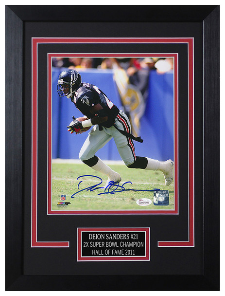 Deion Sanders Autographed and Framed Atlanta Falcons Photo