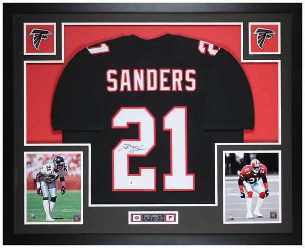 Deion Sanders Autographed and Framed Atlanta Falcons Jersey