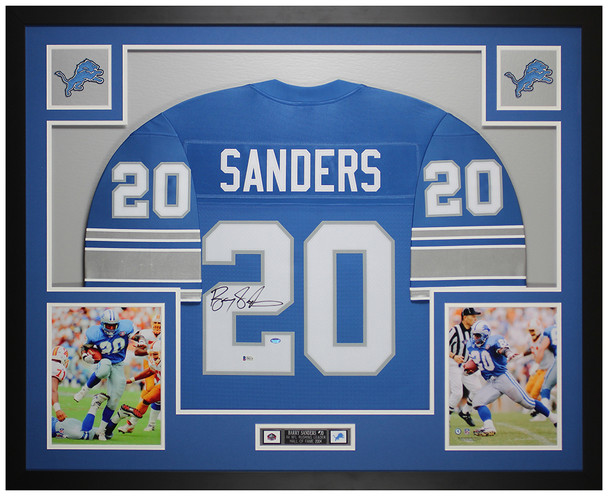 Barry Sanders Autographed and Framed Detroit Lions Jersey