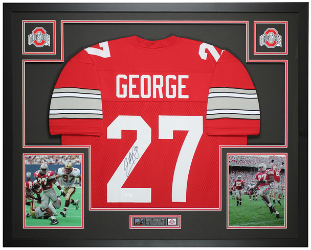 Eddie George Autographed and Framed Ohio State Buckeyes Jersey