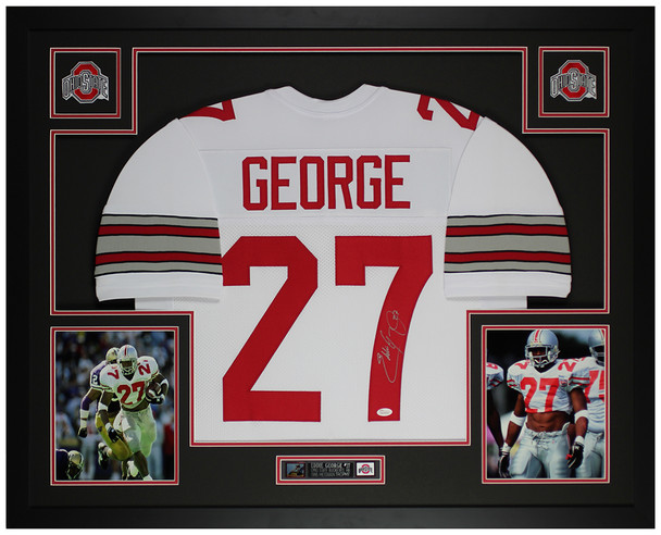 Eddie George Autographed and Framed Ohio State Buckeyes Jersey