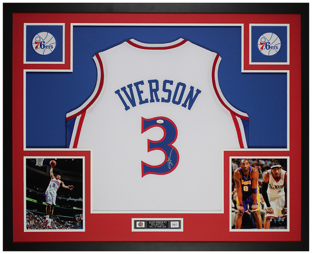 Allen Iverson Autographed and Framed Philadelphia 76ers Jersey