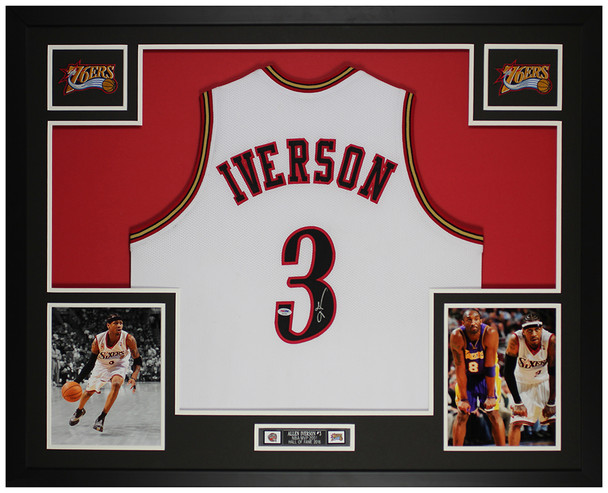 Allen Iverson Autographed and Framed Philadelphia 76ers Jersey