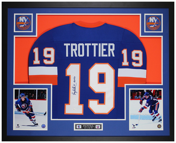 Bryan Trottier Autographed and Framed New York Islanders Jersey