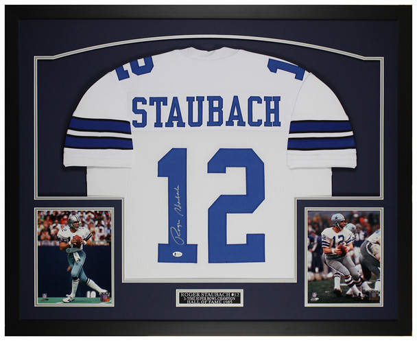 Roger Staubach Autographed and Framed Dallas Cowboys Jersey