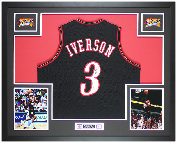 Allen Iverson Autographed and Framed Philadelphia 76ers Jersey