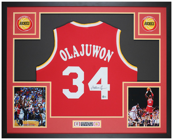 Hakeem Olajuwon Autographed and Framed Houston Rockets Jersey