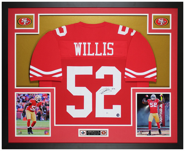 Patrick Willis Autographed & Framed Red 49ers Jersey Auto Beckett COA