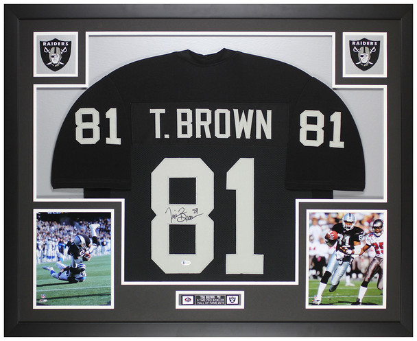 Tim Brown Autographed and Framed Oakland Raiders Jersey