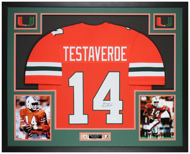 Vinny Testaverde Autographed & Framed Orange Miami Hurricanes Jersey Auto JSA COA