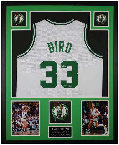 Larry Bird Autographed and Framed Boston Celtics Jersey