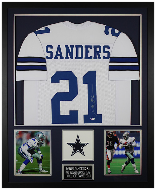 Deion Sanders Autographed and Framed Dallas Cowboys Jersey