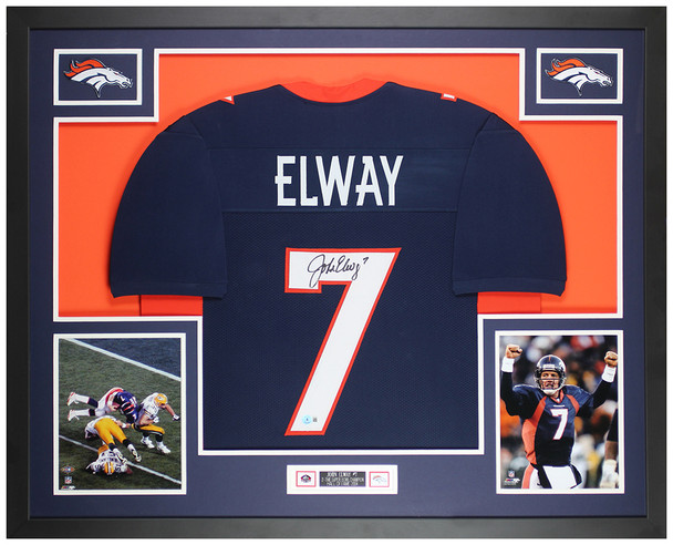 John Elway Autographed and Framed Denver Broncos Jersey