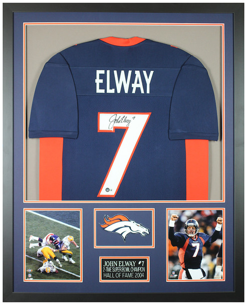 John Elway Autographed and Framed Denver Broncos jersey