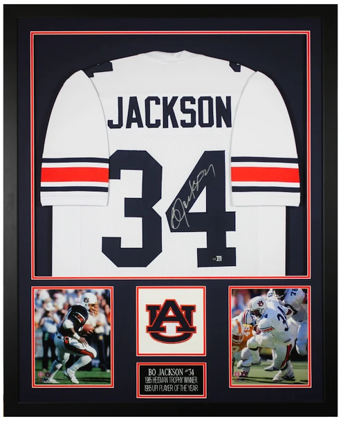 Bo Jackson Autographed and Framed White Auburn Jersey Auto Beckett COA