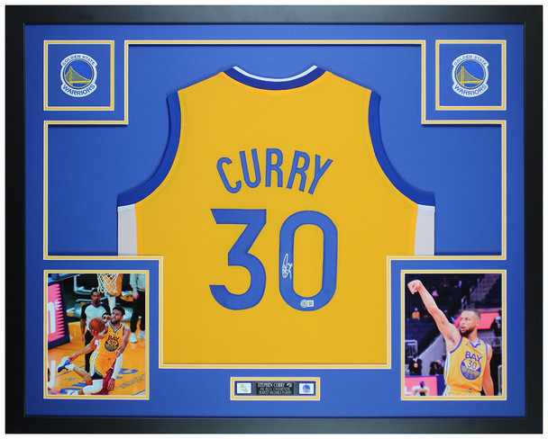 Steph Curry Autographed and Framed Golden State Warriors jersey