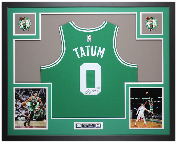 Jayson Tatum Autographed and Framed Green Boston Jersey Auto Fanatics COA