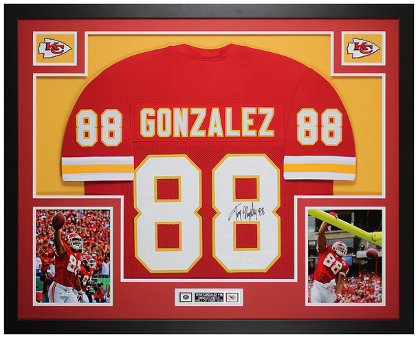 Tony Gonzalez Autographed and Framed Red Kansas City Jersey Auto JSA COA