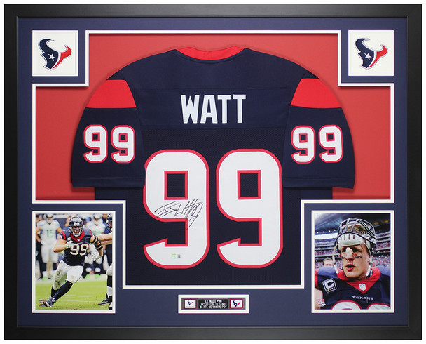 JJ Watt Autographed and Framed Red Texans Jersey