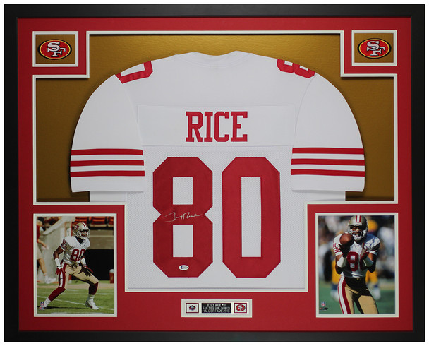 Jerry Rice Autographed and Framed White San Francisco Jersey Auto Beckett Cert