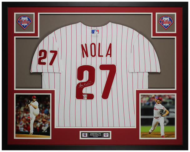 Aaron Nola Autographed & Framed Pinstriped Philadelphia Jersey Auto Fanatics COA