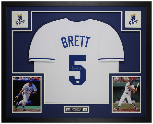 George Brett Autographed & Framed White Kansas City Jersey Auto JSA COA