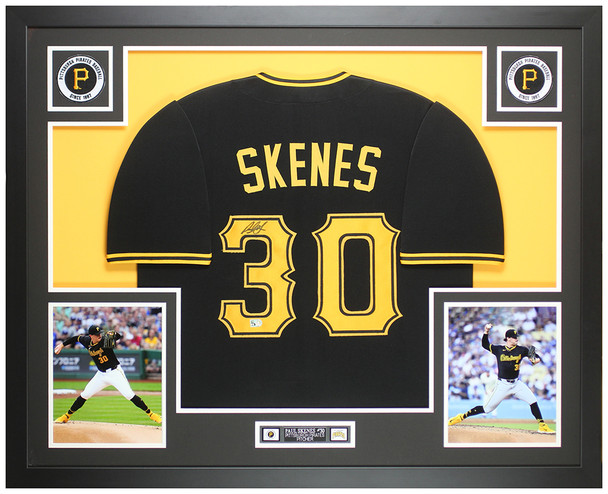 Paul Skenes Autographed & Framed Black Pittsburgh Jersey Auto Beckett COA