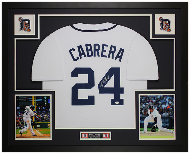Miguel Cabrera Autographed & Framed White Detroit Jersey Auto JSA Certified
