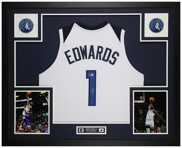 Anthony Edwards Autographed and Framed Minnesota Timberwolves Jersey