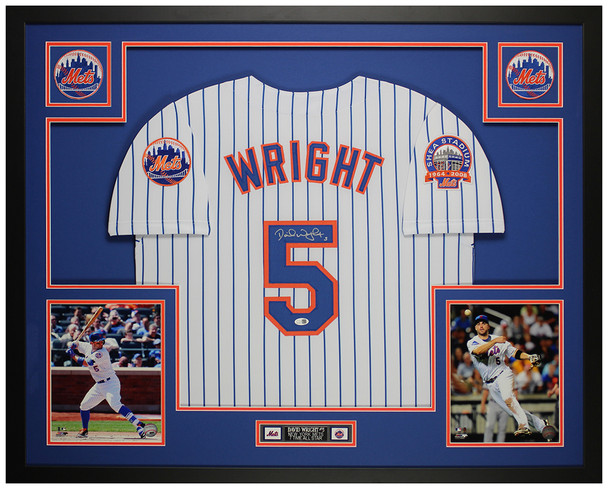 David Wright Autographed & Framed White New York Jersey Auto JSA Certified