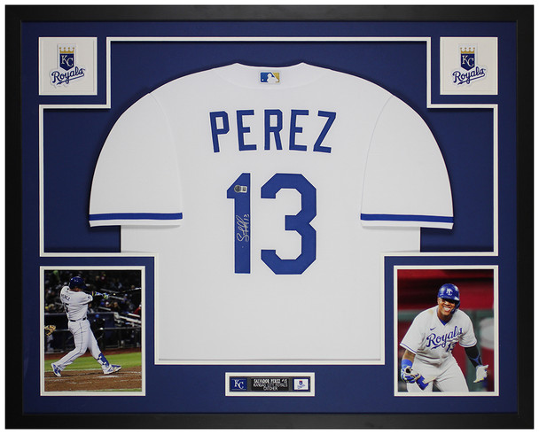Salvador Perez Autographed & Framed White Kansas City Jersey Auto Beckett Certified