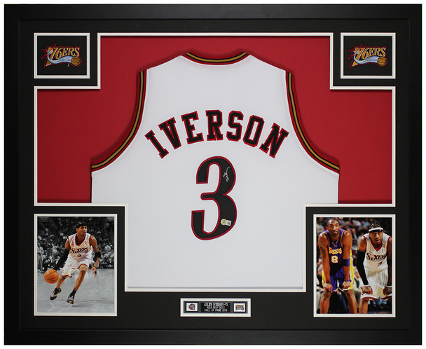 Allen Iverson Autographed & Framed White Philadelphia Jersey Auto Beckett Certified