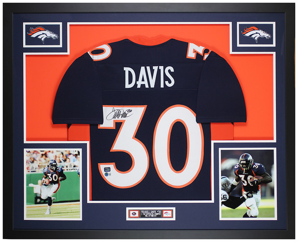 Terrell Davis Autographed & Framed Blue Denver Jersey Auto Beckett Certified