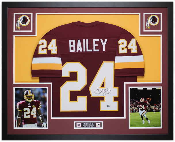 Champ Bailey Autographed & Framed Maroon Washington Jersey Auto Beckett Certified