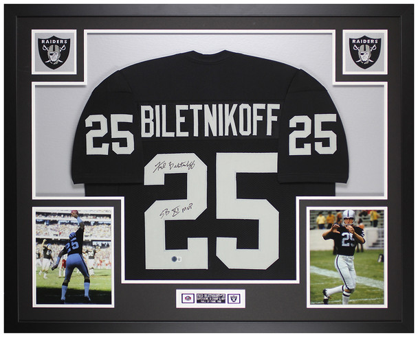 Fred Biletnikoff Autographed & Framed Black Oakland Jersey Auto Beckett Certified