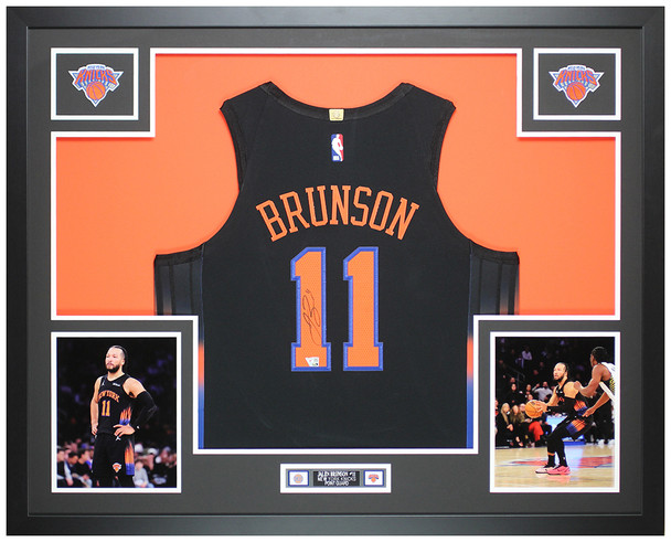 Jalen Brunson Autographed & Framed Black New York Jersey Auto Fanatics Certified