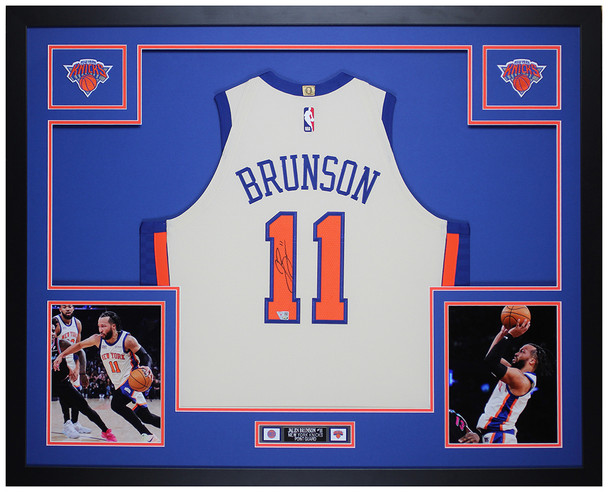 Jalen Brunson Autographed & Framed Cream New York Jersey Auto Fanatics Certified