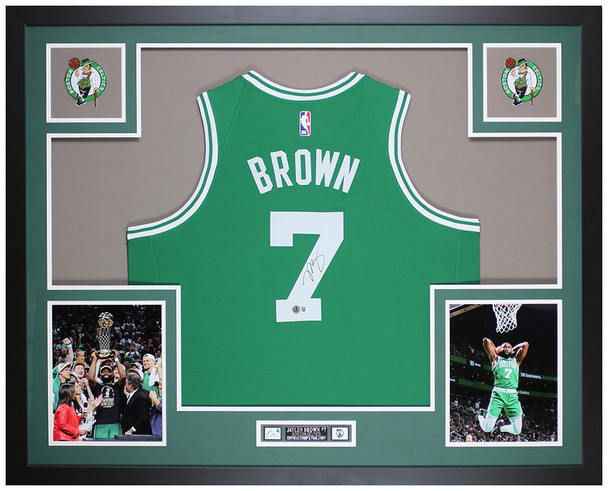 Jaylen Brown Autographed & Framed Green Boston Jersey Auto Beckett Certified