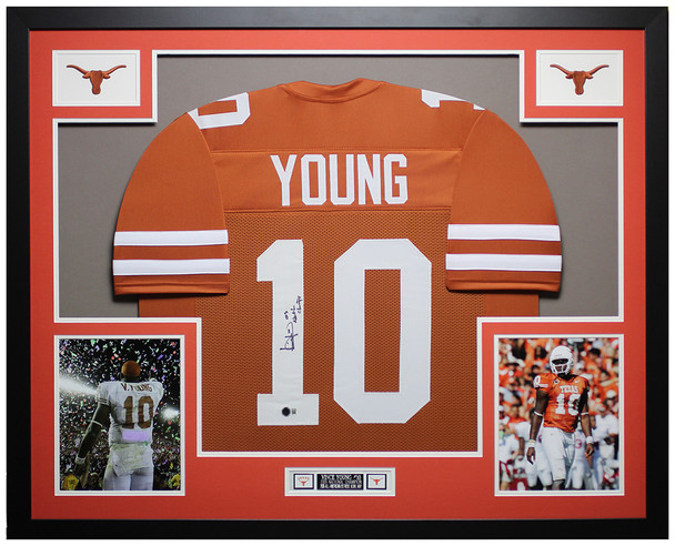 Vince Young Autographed & Framed Orange Texas Jersey Auto Beckett Certified