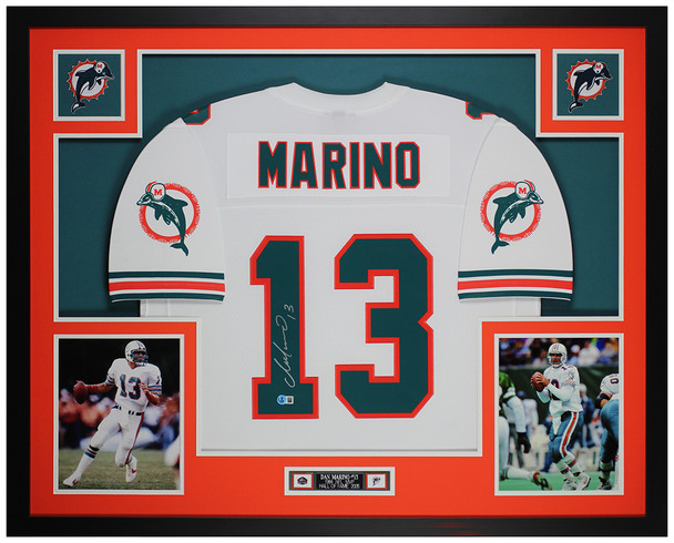 Dan Marino Autographed & Framed White Miami Jersey Auto Beckett Certified