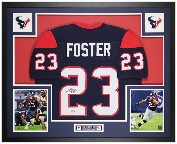 Arian Foster Autographed & Framed Blue Houston Jersey Auto Beckett Certified