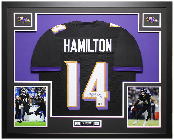 Kyle Hamilton Autographed & Framed Black Baltimore Jersey Auto Beckett Certified