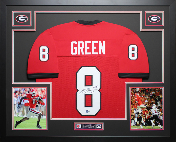 A. J. Green Autographed & Framed Red Georgia Jersey Auto Beckett Certified