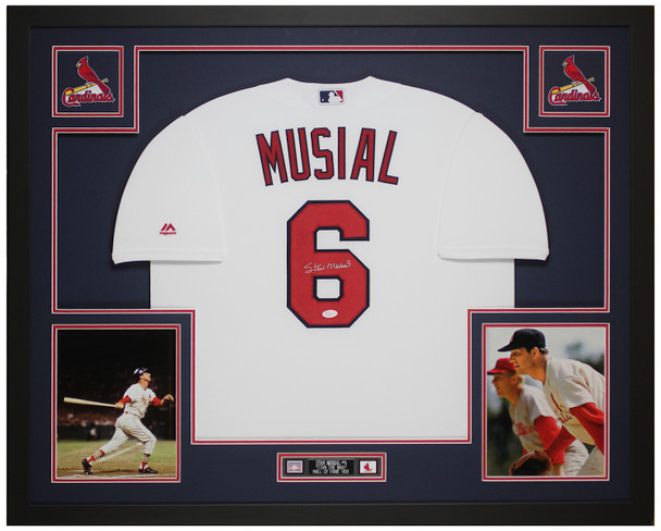 Stan Musial Autographed & Framed White St. Louis Jersey Auto JSA Certified
