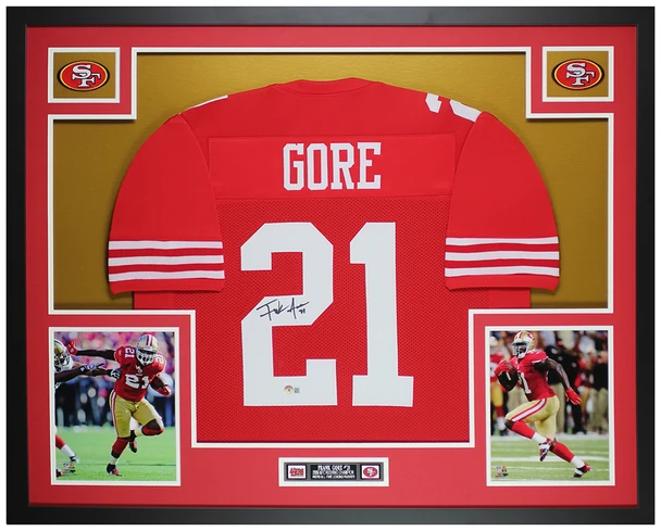 Frank Gore Autographed & Framed Red San Francisco Jersey Auto Beckett Certified
