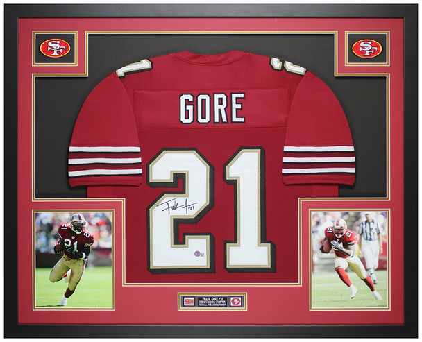 Frank Gore Autographed & Framed Red San Francisco Jersey Auto Beckett Certified