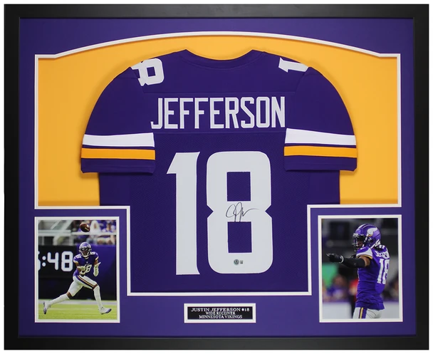 Justin Jefferson Autographed & Framed Purple Minnesota Jersey Auto Beckett Certified