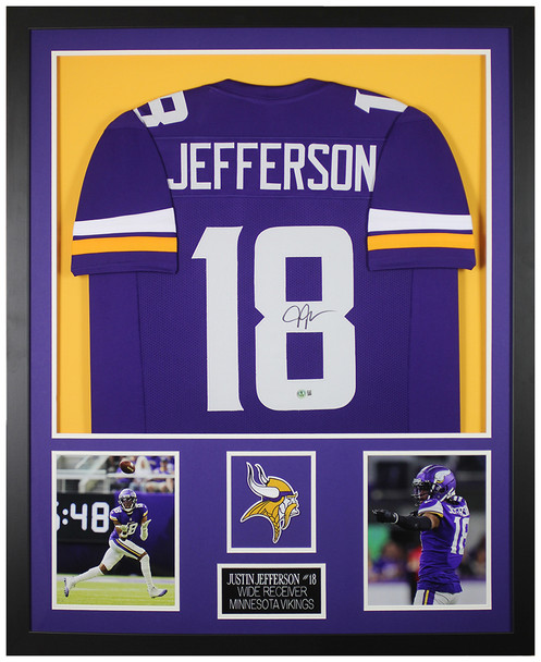 Justin Jefferson Autographed & Framed Purple Minnesota Jersey Auto Beckett Certified