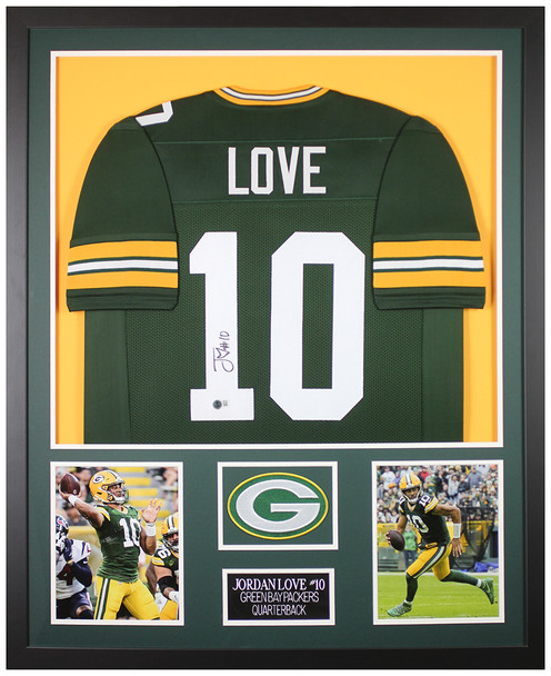 Jordan Love Autographed & Framed Green Green Bay Jersey Auto Beckett Certified