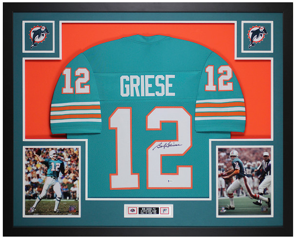 Bob Griese Autographed & Framed Teal Miami Jersey Auto Beckett Certified